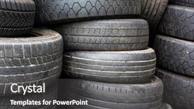  Presentation with tan book stack stacks of books - Presentation design featuring change logistics - stacks of used tyres background and a dark gray colored foreground