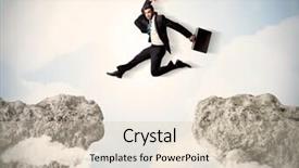  Presentation with driving over a cliff - Beautiful presentation featuring change management free - happy business man jumping backdrop and a  colored foreground