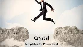  Presentation with cliff - Audience pleasing slides consisting of change management free - happy business man jumping backdrop and a  colored foreground