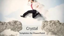  Presentation with cliff - Slide set consisting of change management free - happy business man jumping background and a  colored foreground