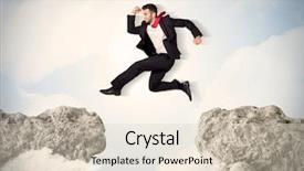 Presentation with business change - PPT theme consisting of change management free - happy business man jumping background and a  colored foreground