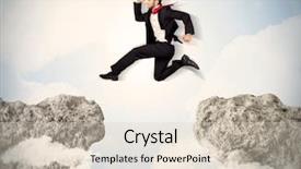  Presentation with business change - Presentation theme having change management free - happy business man jumping background and a  colored foreground