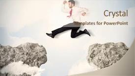  Presentation with business change - Presentation theme featuring change management free - happy business man jumping background and a  colored foreground