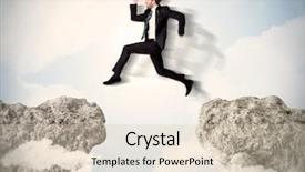  Presentation with cliff - Beautiful slide set featuring change management free - happy business man jumping backdrop and a  colored foreground
