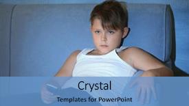  Presentation with home - Cool new PPT theme with change mangement - overweight boy watching tv backdrop and a teal colored foreground