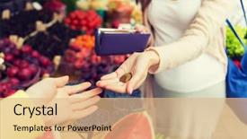  Presentation with food market - Beautiful PPT theme featuring change mangement - sale shopping pregnancy and people backdrop and a coral colored foreground