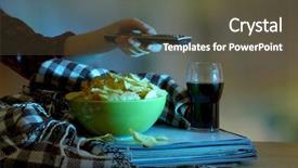  Presentation with room - PPT theme featuring change mangement - someone watching tv with crisps background and a  colored foreground