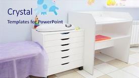  Presentation with pediatrician - PPT theme featuring change medicine - modern interior of office pediatrician background and a sky blue colored foreground