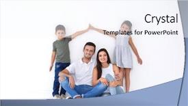  Presentation with ownership - PPT layouts featuring change ownership - happy family at new home background and a  colored foreground