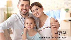  Presentation with ownership - Amazing presentation design having change ownership - happy family in new flat backdrop and a  colored foreground