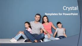  Presentation with doctor a new born and family - Presentation theme having change ownership - happy family sitting on floor background and a  colored foreground