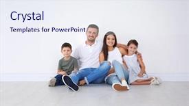  Presentation with family a new born - PPT layouts consisting of change ownership - happy family sitting on floor background and a  colored foreground