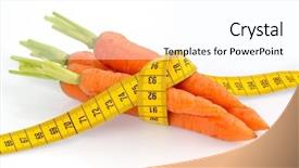  Presentation with tape measure - Presentation theme having change police - organically grown carrots with tape background and a pink colored foreground