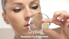  Presentation with detective magnifying glass - Beautiful slide set featuring change police - portrait of young businesswoman backdrop and a  colored foreground