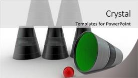  Presentation with pyramid - Cool new PPT theme with change puzzle - pyramid from inverted plastic cups backdrop and a light gray colored foreground