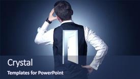  Presentation with change thinking - PPT theme consisting of change strategies - young businessman standing and thinking background and a ocean colored foreground