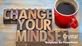  Presentation with mindset - PPT theme with change your mindset - motivational text background and a coral colored foreground