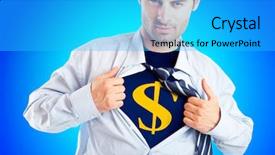  Presentation with reveal - Slide deck featuring changemen - concept image of business superhero background and a  colored foreground