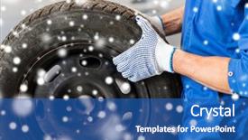  Presentation with mechanic car service repair maintenance - Presentation theme consisting of changer - car service repair maintenance background and a ocean colored foreground