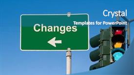  Presentation with change - PPT theme having changes sign background and a teal colored foreground