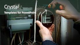  Presentation with electric meter - PPT theme featuring changes the old electric meter background and a tawny brown colored foreground