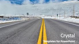 Presentation with changing season - Presentation theme having changing first snow along highway background and a gray colored foreground