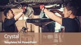  Presentation with motor engine - Presentation theme enhanced with changing motor oil in automobile background and a coral colored foreground