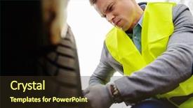  Presentation with roadside - Theme having changing wheel on a roadside background and a tawny brown colored foreground