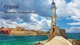  Presentation with port - Theme enhanced with view with light house crete background and a light blue colored foreground