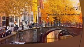  Presentation with amsterdam - Presentation having channel-in-amsterdam-netherlands-houses background and a gold colored foreground