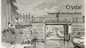  Presentation with old photo - Theme featuring channel in yedo tokyo old background and a light gray colored foreground