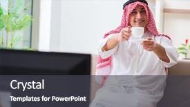  Presentation with buku bahasa arab - Amazing theme having channel management - arab businessman watching tv backdrop and a dark gray colored foreground