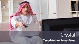 Presentation with arab - Amazing presentation having channel management - arab businessman watching tv backdrop and a dark gray colored foreground
