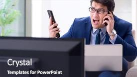  Presentation with office fruit - Cool new slides with channel management - businessman watching tv backdrop and a dark gray colored foreground