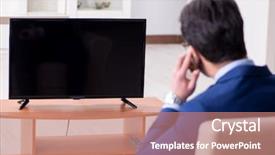  Presentation with watching tv - Theme enhanced with channel management - businessman watching tv background and a coral colored foreground