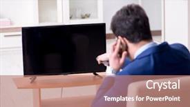  Presentation with customs office - Presentation theme consisting of channel management - businessman watching tv background and a coral colored foreground