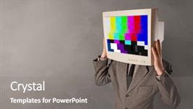  Presentation with tv channel - Amazing presentation having channels - young person with monitor head backdrop and a gray colored foreground