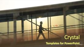  Presentation with walking - Beautiful presentation theme featuring channels at the pudong airport backdrop and a tawny brown colored foreground