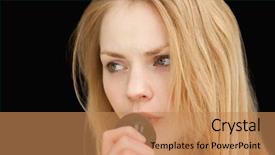  Presentation with black woman - Presentation enhanced with chant - blond-haired woman singing against black background and a  colored foreground