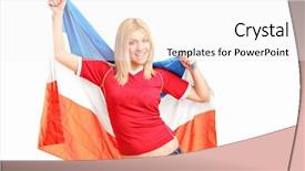  Presentation with dutch - Slides featuring chant - female sports fan waving background and a  colored foreground