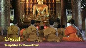  Presentation with meditation - Beautiful presentation design featuring chant - monks in meditation in loung backdrop and a tawny brown colored foreground