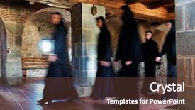  Presentation with nuns - PPT layouts featuring chant - nuns in the monastery background and a tawny brown colored foreground
