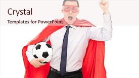  Presentation with superhero - Colorful theme enhanced with chant - superhero cheering and holding backdrop and a  colored foreground