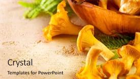  Presentation with mushroom - Beautiful slides featuring chanterelle on a table border backdrop and a lemonade colored foreground