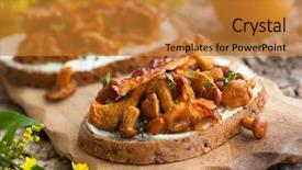  Presentation with cream cheese and fruit sandwich - Amazing PPT theme having chanterelle sandwiches with cheese bacon backdrop and a  colored foreground