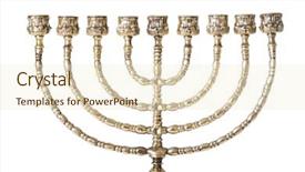  Presentation with white candles - PPT theme featuring chanukkiah hanukiah for chanuka hannukah background and a cream colored foreground