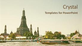  Presentation with river floods - Theme with chao phraya river bangkok thailand background and a soft green colored foreground