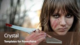  Presentation with halloween - Audience pleasing PPT theme consisting of chaos terror - portrait of killer halloween style backdrop and a  colored foreground