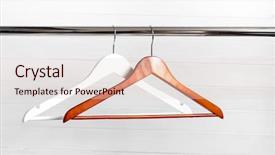  Presentation with brown and white - Amazing PPT theme having chaotic - brown and white wooden hangers backdrop and a lemonade colored foreground