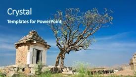  Presentation with city india - Presentation enhanced with chapain and tree on the sacred hemakuta hill hampi the ancient hindu city hampi india background and a ocean colored foreground